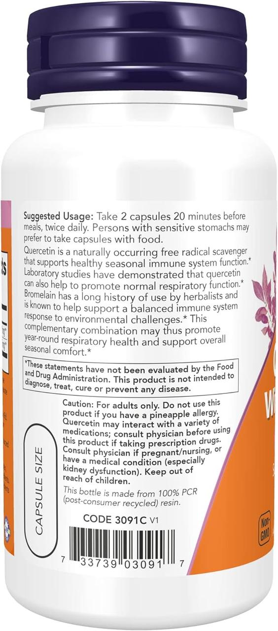 Кверцетин с бромелайном Now Quercetin With Bromelain 60 vcaps, фото №3 Кверцетин с бромелайном Now Quercetin With Bromelain 60 vcaps, фото №3