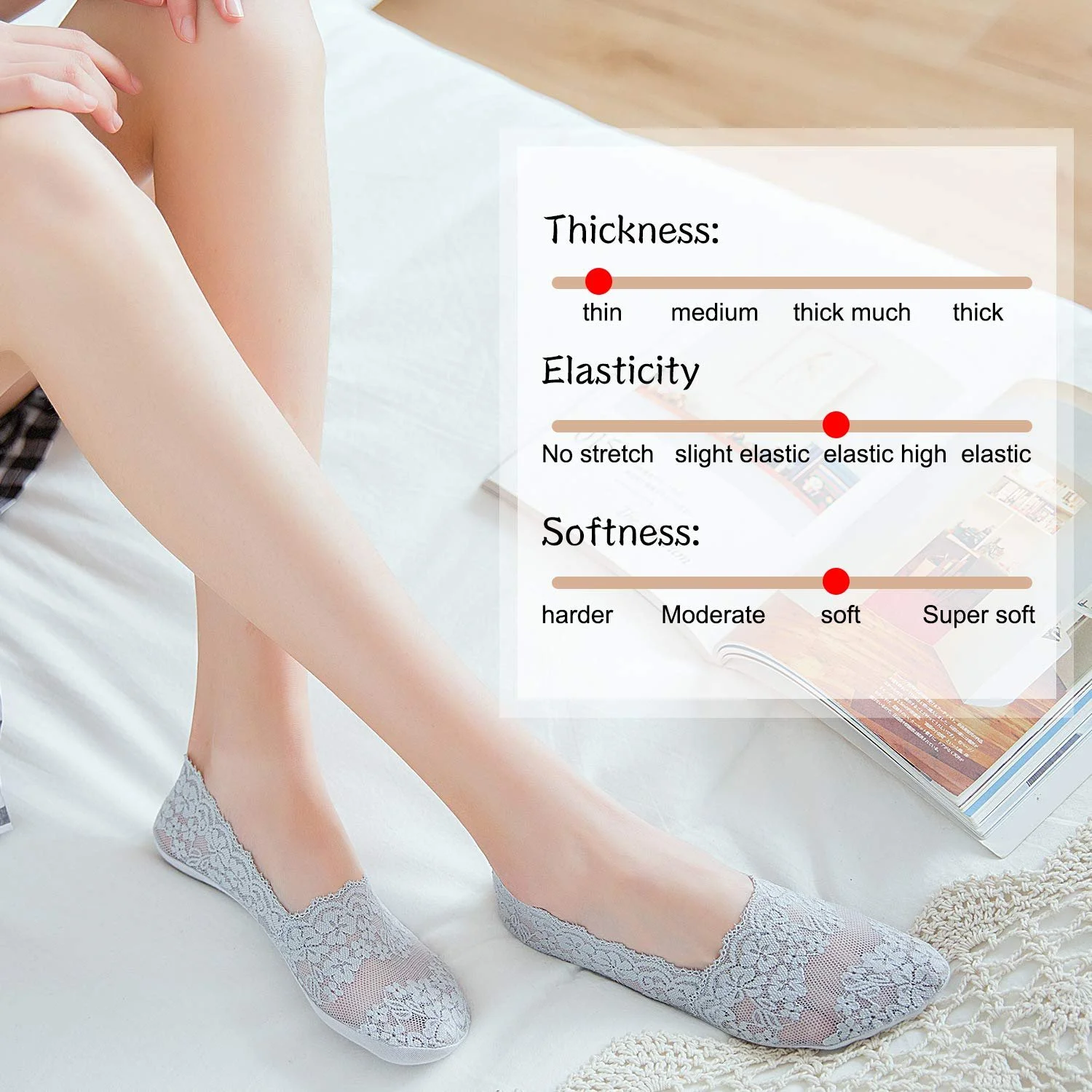 Шкарпетки-слідки жіночі TAGVO мереживні, 6 пар, фото №5 Шкарпетки-слідки жіночі TAGVO мереживні, 6 пар, фото №5