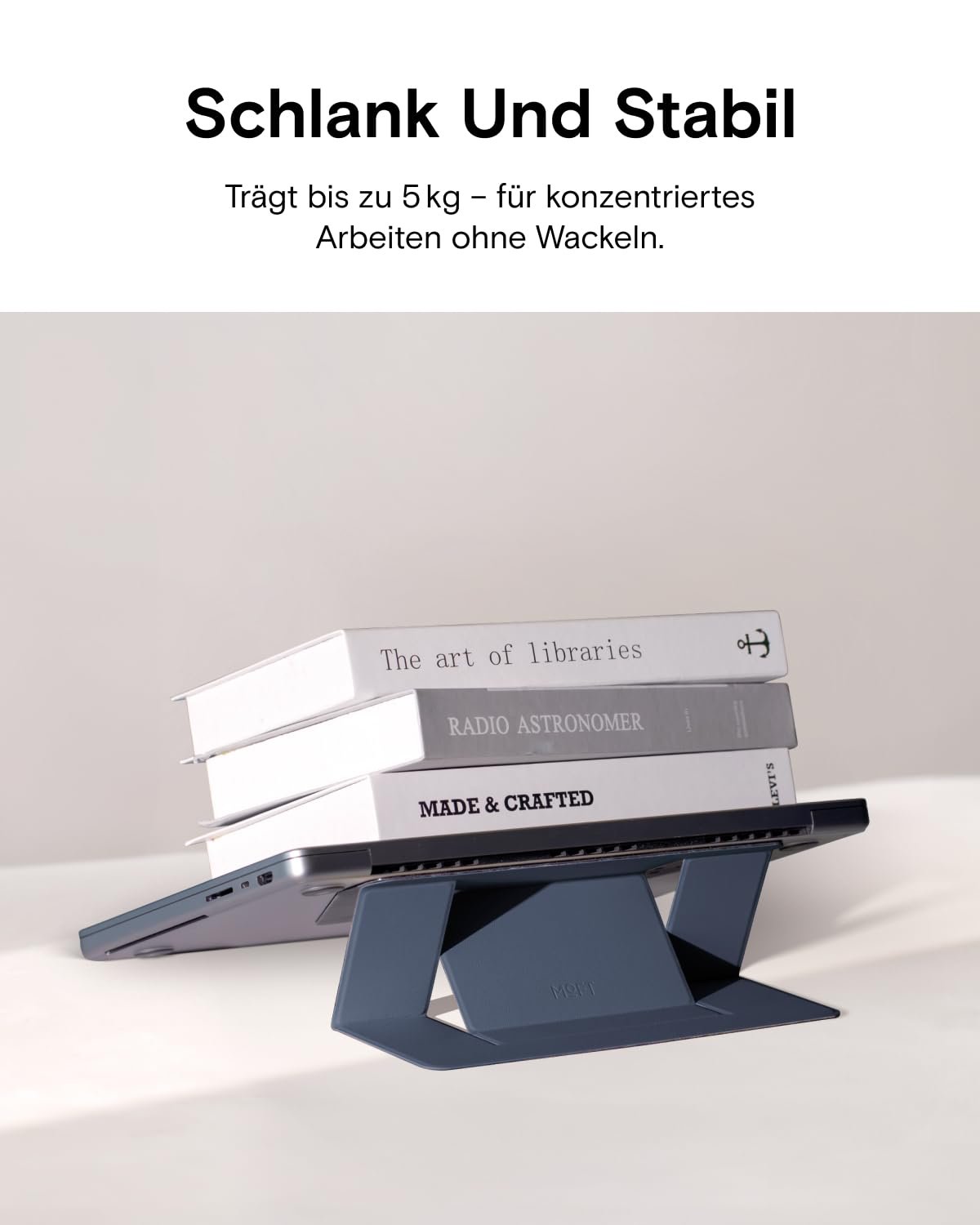 Підставка для ноутбука MOFT, складна підставка для ноутбука з 2 регульованими кутами, покращує поставу, сумісна з MacBook Air, MacBook Pro 11 - 16 дюймів, самоклеюча, темно-синя, фото №7