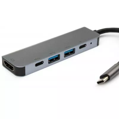 Концентратор Vinga Type-C to 4K HDMI+2*USB3.0+2*PD aluminium VCPHTC5AL, фото №3