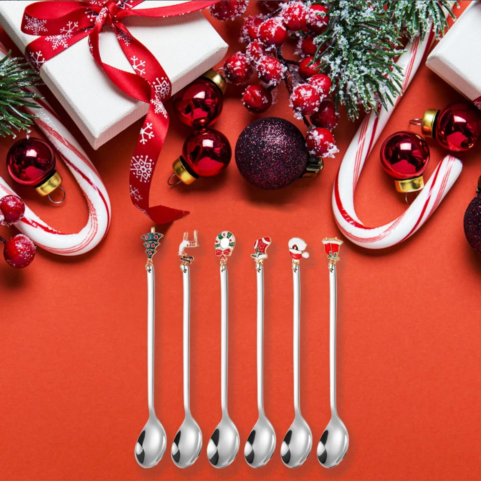 Ложка Різдвяна, Набір з 6 ложок з нержавіючої сталі, фото №5