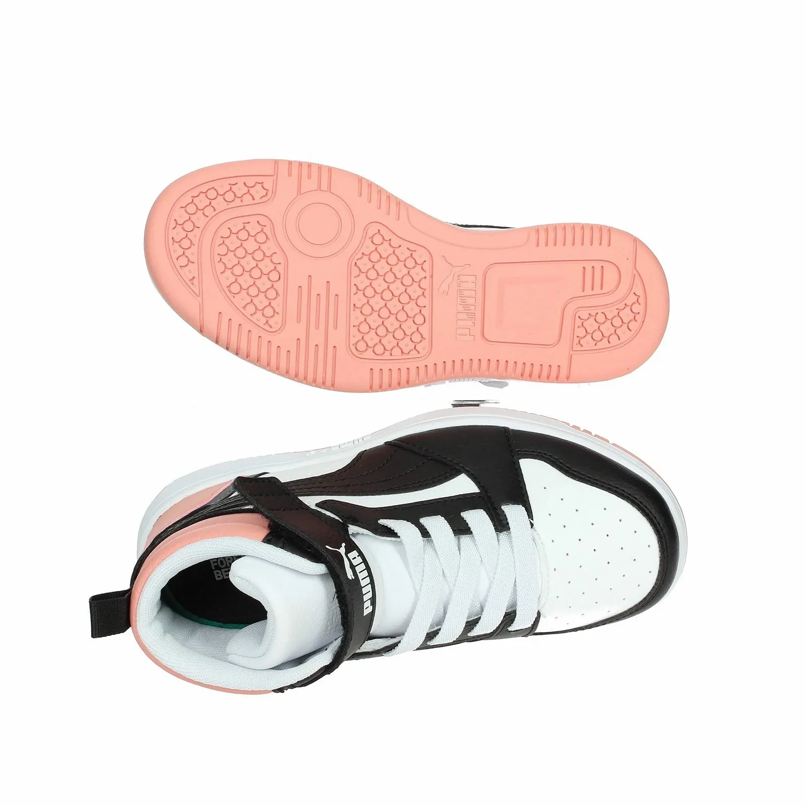 Кроссовки PUMA Rebound V6 Mid 393832 07 для девочек Белый/Черный/Розовый, фото №8