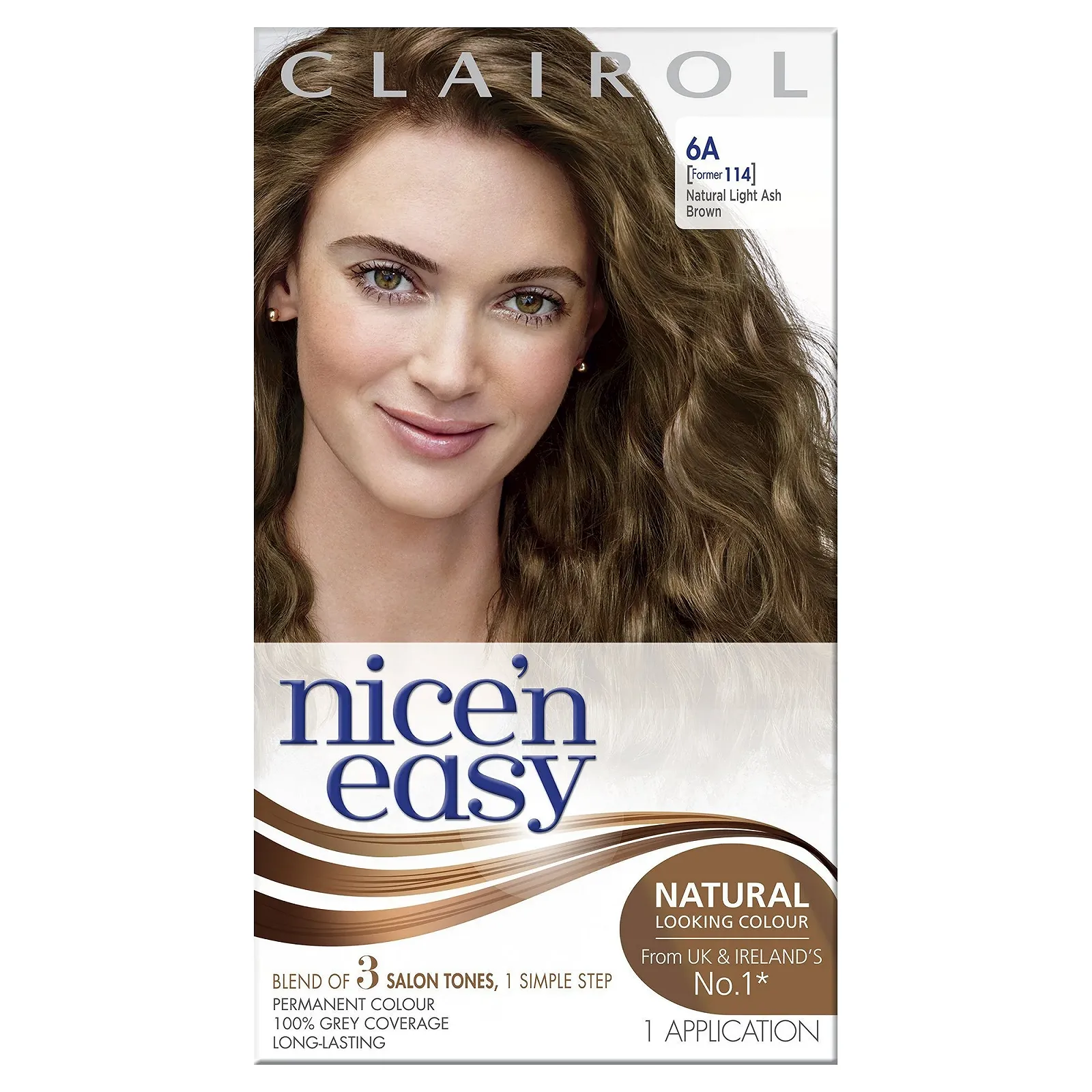 Стійка фарба для волосся Clairol Nice'n Easy 114/6A Натуральний світло-попелястий каштановий, фото №1