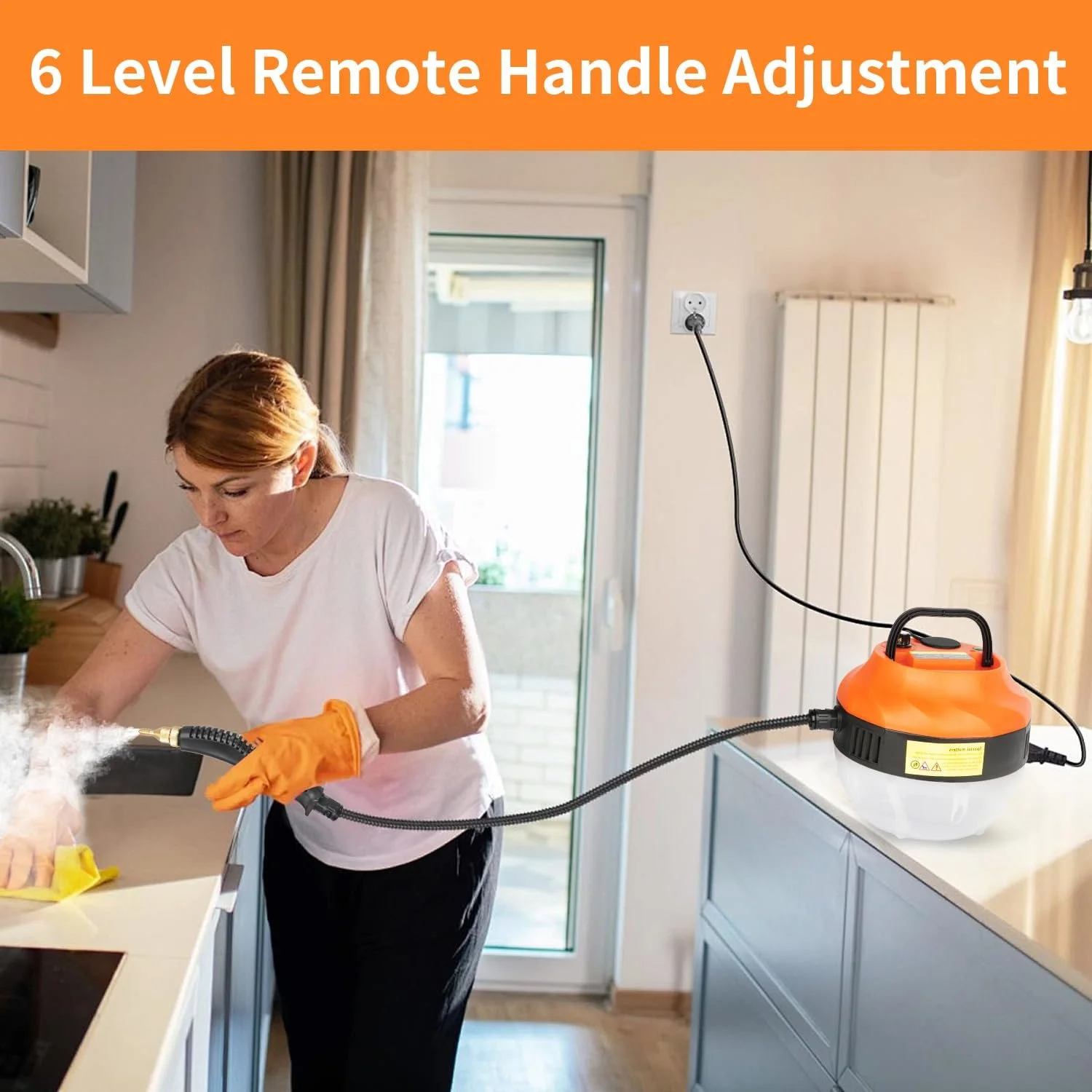 Ручний пароочисник під тиском 1500 Вт помаранчевий, фото №7 Ручний пароочисник під тиском 1500 Вт помаранчевий, фото №7