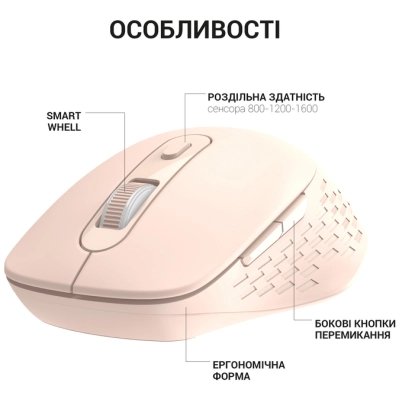 Мышка OfficePro M230P Silent Click Wireless/Bluetooth Pink (M230P), фото №6 Мышка OfficePro M230P Silent Click Wireless/Bluetooth Pink (M230P), фото №6