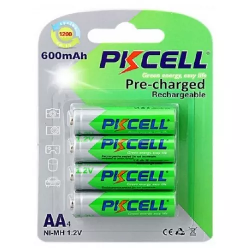 Аккумулятор PKCELL 1.2V AA 600mAh NiMH Already Charged, 4 штуки в блистере цена за блистер, Q12, фото №1