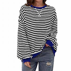 Купить Пуловер NNGOTD Женский Полосатый Oversize Длинный Рукав Осень Круглый вырез Свитшот Y2K Топы Oversized Полосатый Цветной блок Свитер Длинный рукав Повседневный Уличный стиль Длинный рукав Блузка Топы - Фото 1 Пуловер NNGOTD Женский Полосатый Oversize Длинный Рукав Осень Круглый вырез Свитшот Y2K Топы Oversized Полосатый Цветной блок Свитер Длинный рукав Повседневный Уличный стиль Длинный рукав Блузка Топы - Фото 1