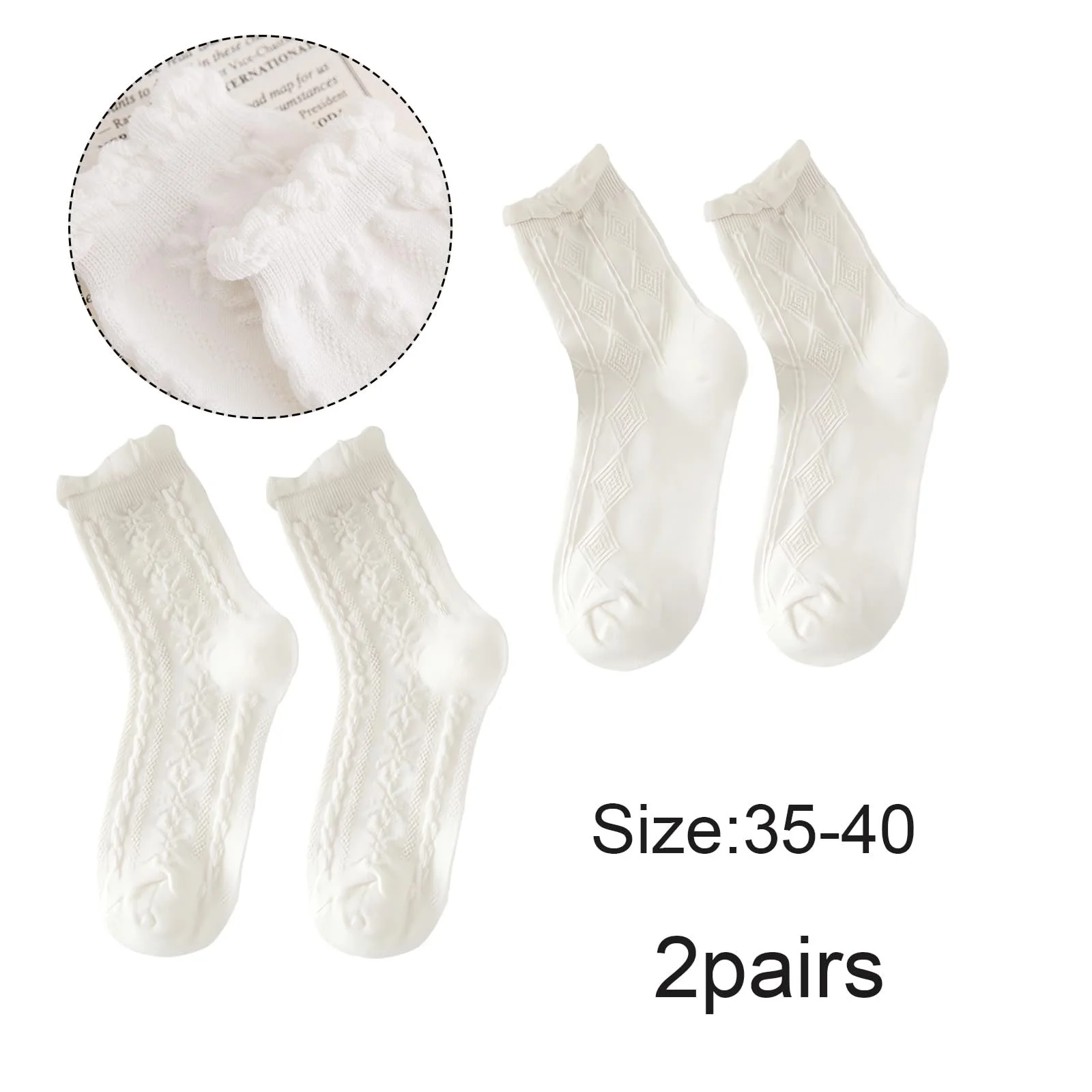 Носки Белые с Рюшами (2 пары), фото №2