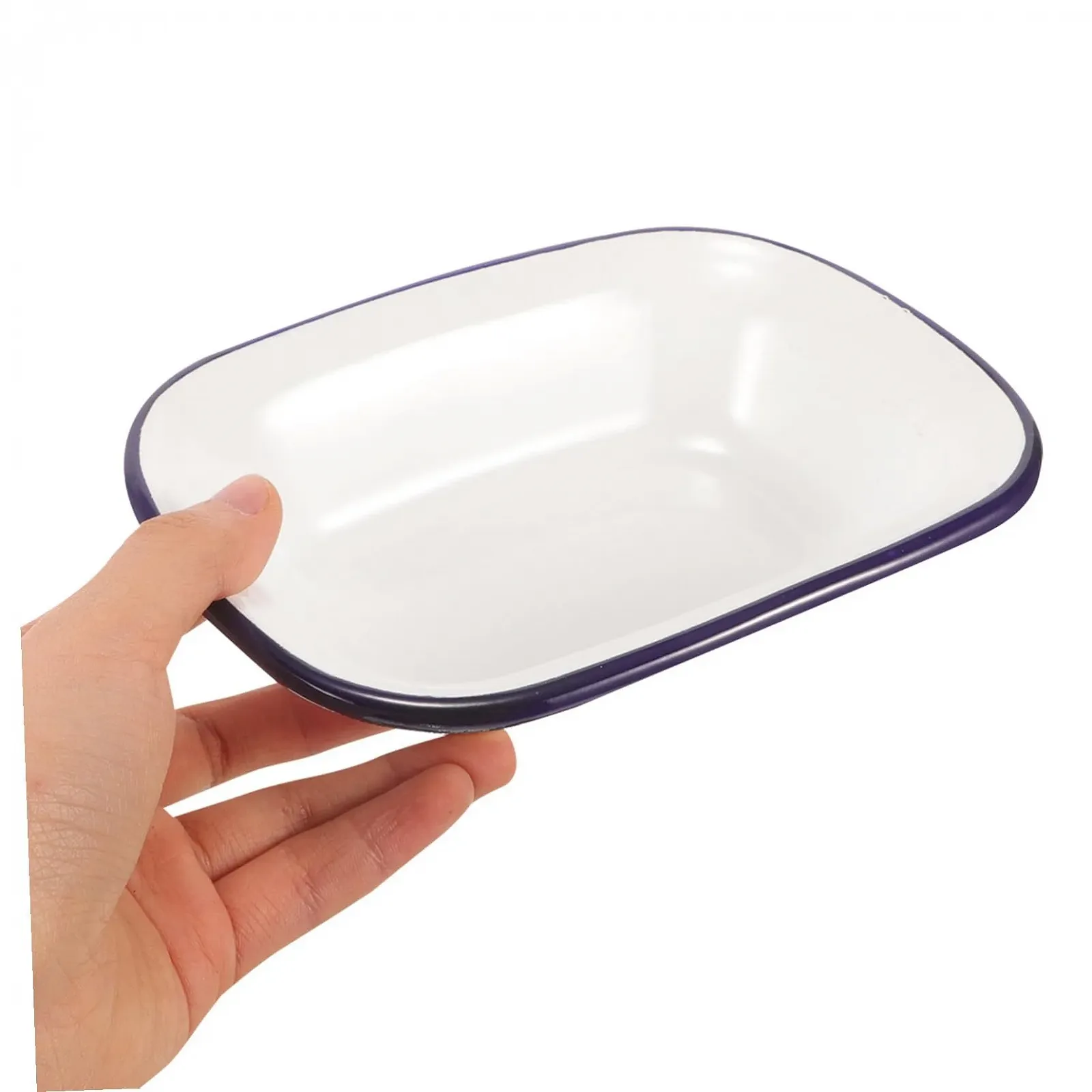 Деко POPETPOP Емальоване прямокутне з синім обідком термостійке, фото №5 Деко POPETPOP Емальоване прямокутне з синім обідком термостійке, фото №5