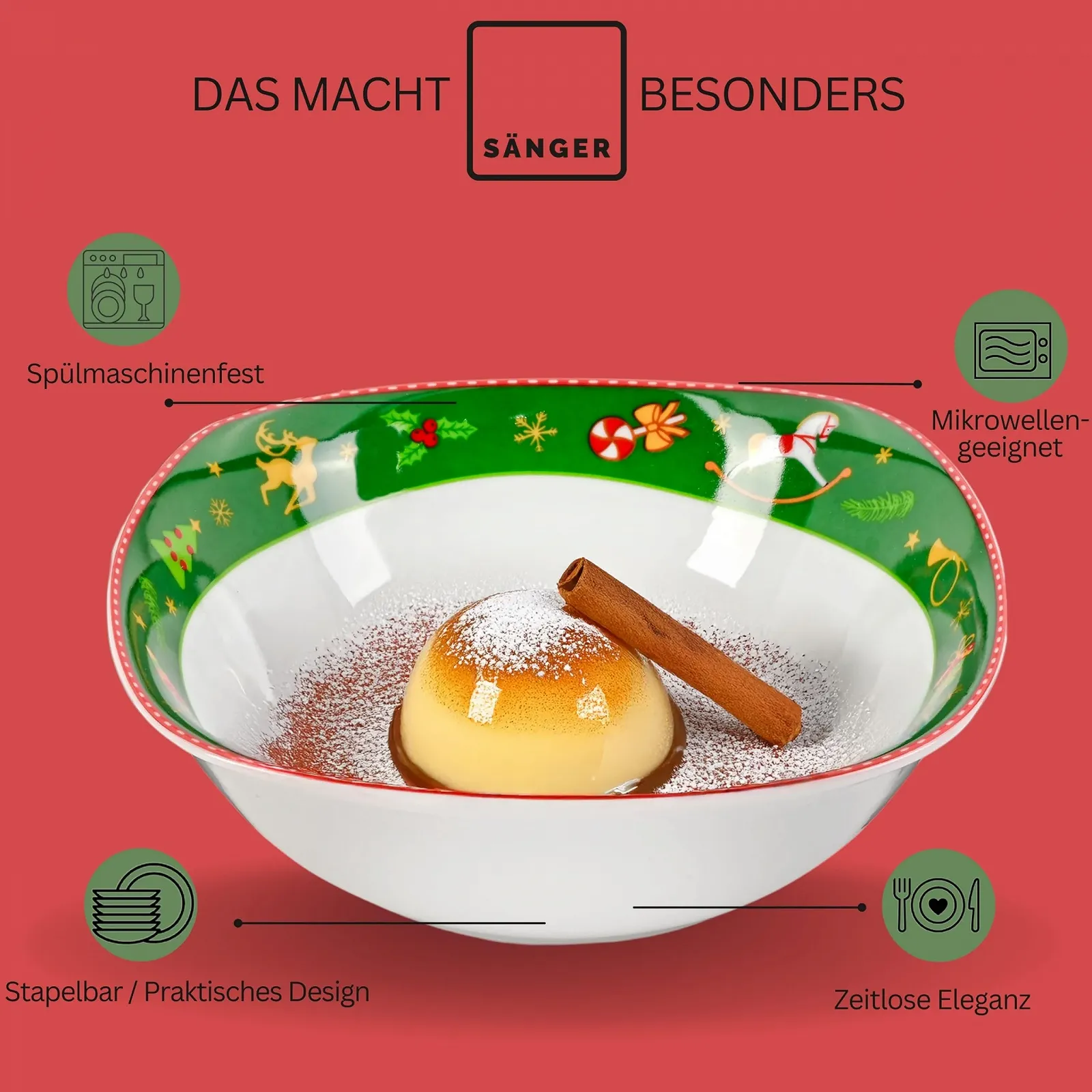 Миска Sänger Bilgola Nutcracker Design Набор 6 шт, фарфоровая миска, с рождественскими мотивами, 300 мл, фото №4