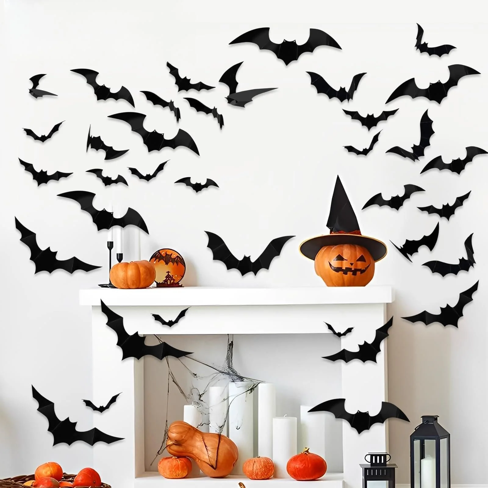 Наклейки на стіну 3D Black Bat 140 шт 5 розмірів чорні, фото №1
