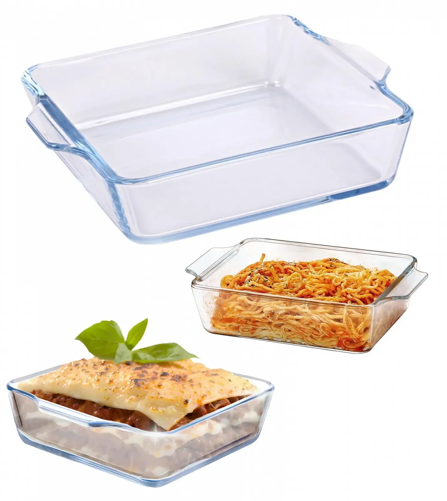 Форма для запекания MINZHI 0.8 л 19.5 x 16.5 x 4.6 см боросиликатное стекло прозрачная для микроволновой печи и духовки, фото №1