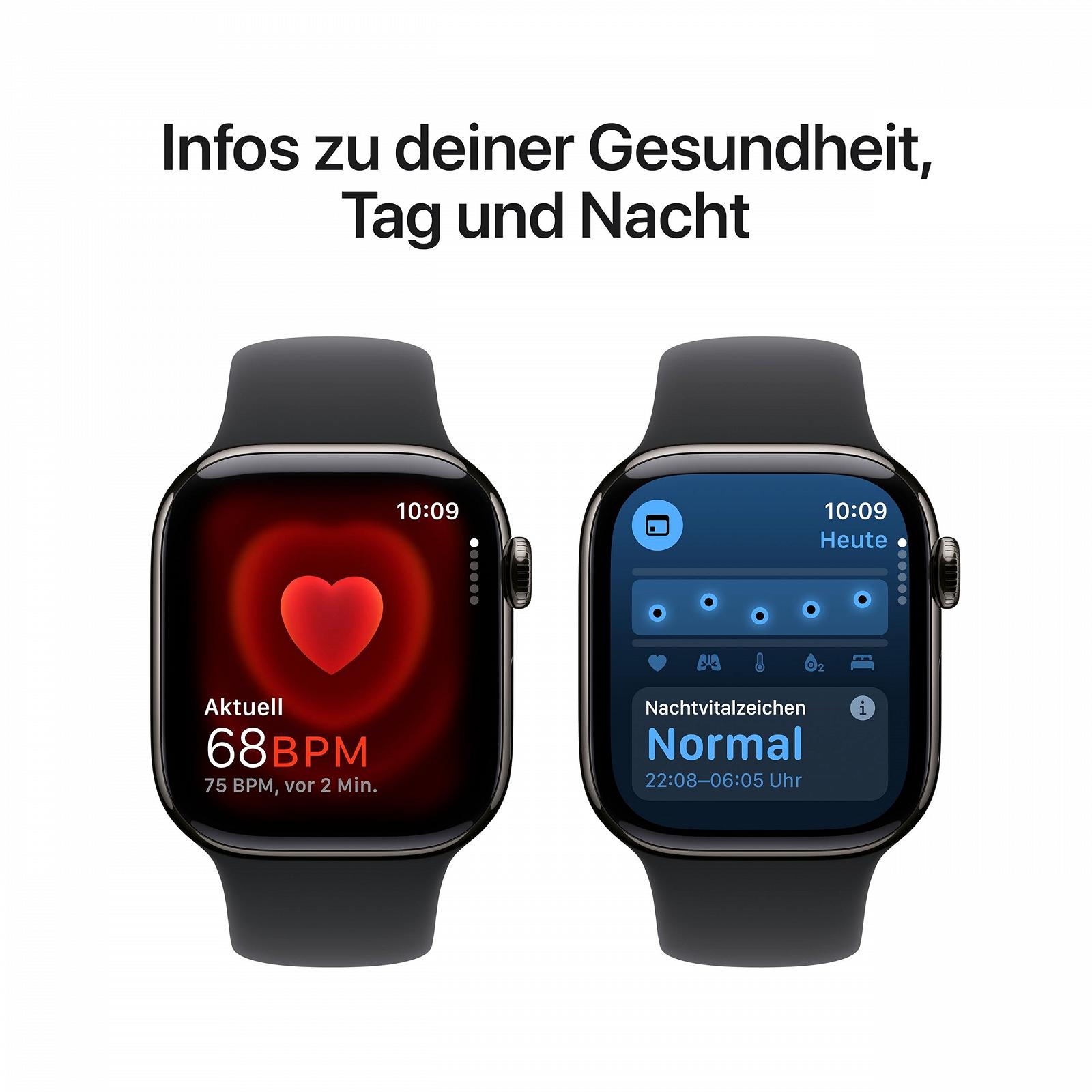 Смарт-годинник Apple Series 10 (GPS + Cellular, 42 мм) Титановий корпус Сірий та Чорний спортивний ремінець (M/L), фото №5