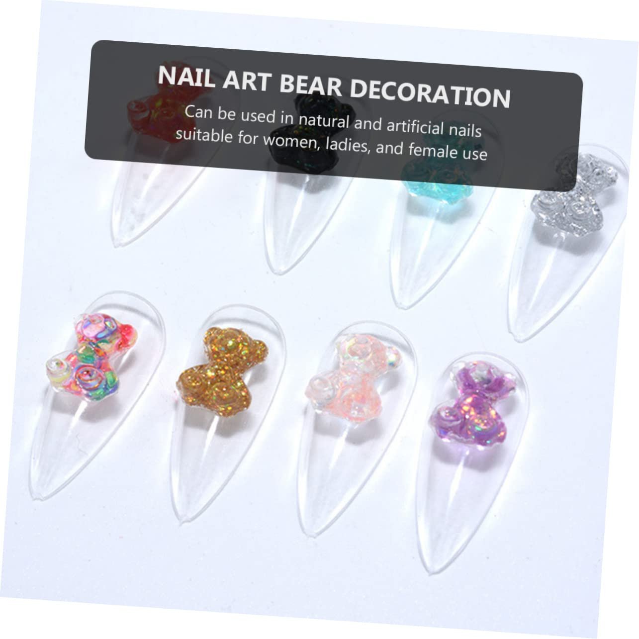 Украшения для ногтей MERRYHAPY 200 шт., 3D резиновые стразы для маникюра, наклейки для ногтей с мишками Гамми, смола, фото №4
