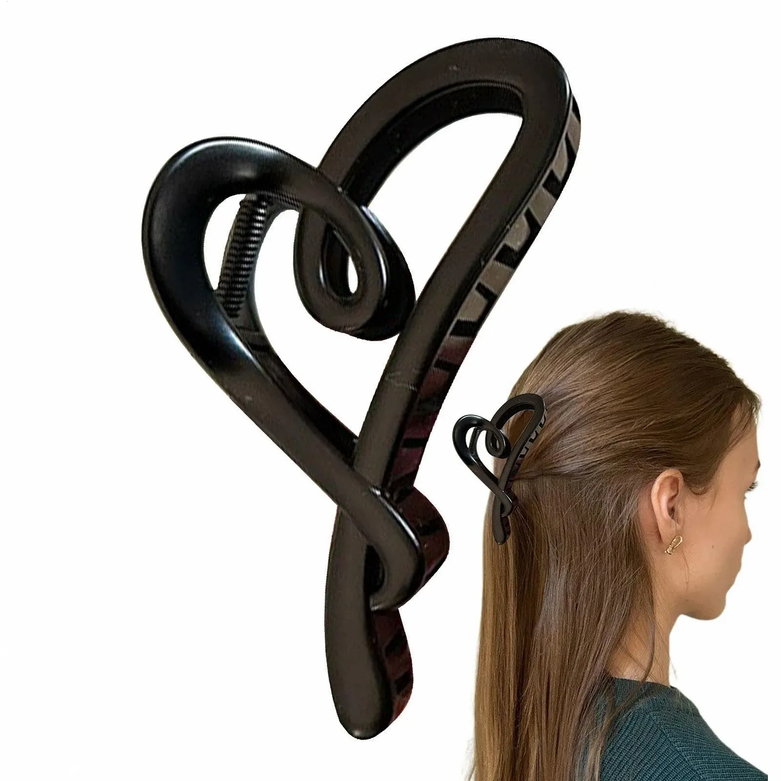 Заколка для волос в форме сердца с коготками Elegant of Love с прочным удержанием, матовая, фото №9