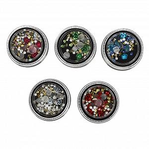 Цветы PLAFOPE 5 коробок Маникюрные стразы для ногтей, драгоценные камни для ногтей, подвески для ногтей, стразы для рукоделия, украшения для ногтей, смола с драгоценными камнями - Фото 1