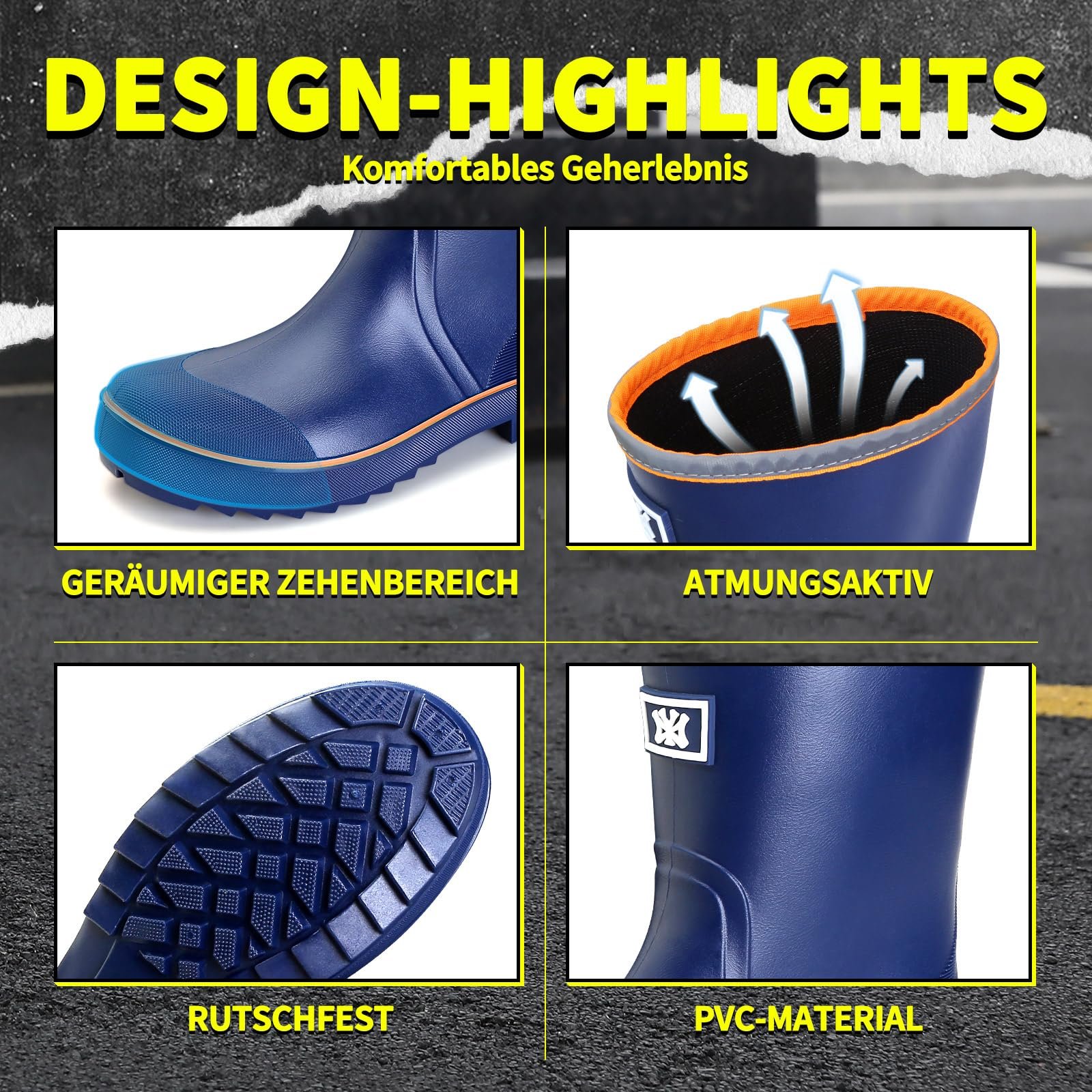 Мужские резиновые сапоги Foinledr, полувысокие дождевые, фото №4