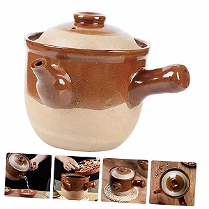 Кастрюля для приготовления средств китайской медицины жаропрочная с эргономичной ручкой глиняная synthetic.ua - Фото 1