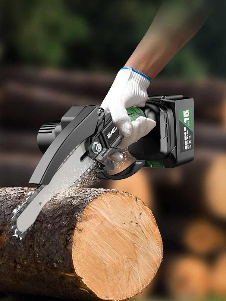 Аккумуляторная цепная пила Tanzu Шина 4 дюйма 1 аккумулятор 2 цепи, фото №3