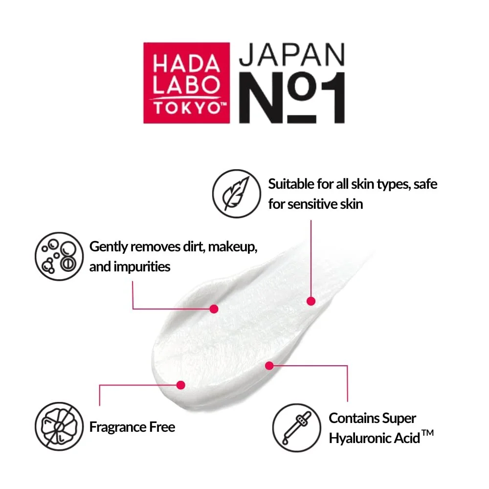 Очищуючий Засіб Hada Labo Tokyo Hydrating для Обличчя для Всіх Типів Шкіри, Зволожуючий Догляд за Обличчям 150 мл, фото №4