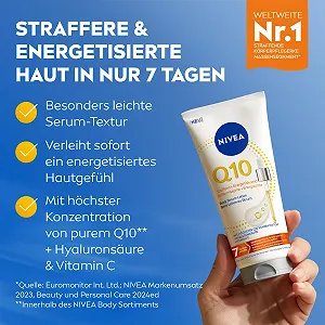 Лосьон-сыворотка для тела NIVEA Body Q10 Firming + Energising, Укрепляющий лосьон для тела с чистым Q10, витамином C и гиалуроновой кислотой (200 мл) synthetic.ua - Фото 1