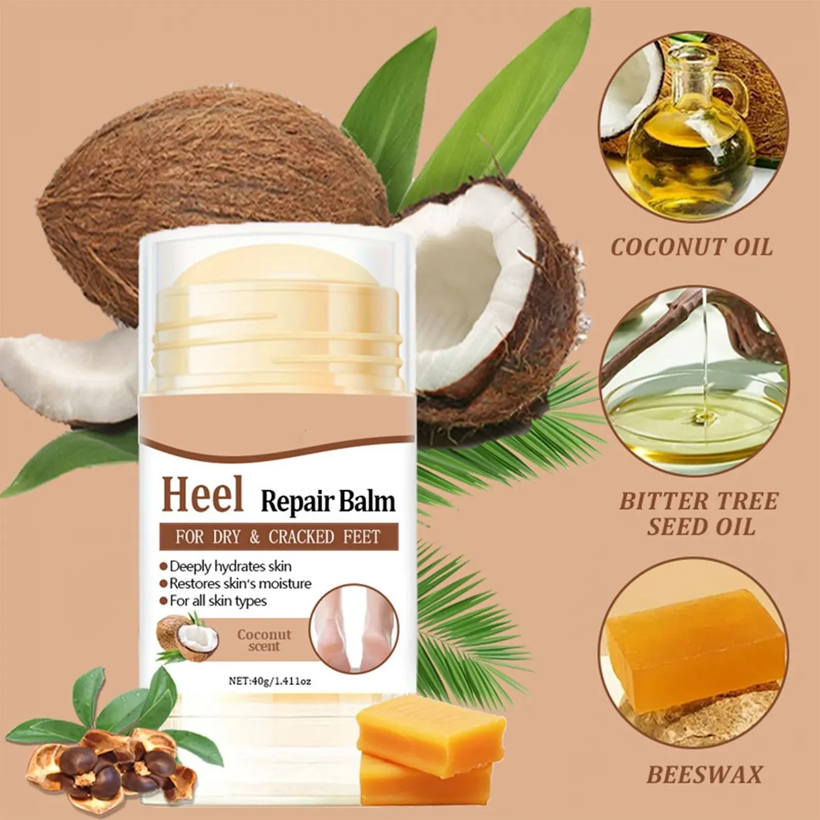 Крем-стик для ног Foot Care против трещин на пятках с кокосовым маслом увлажняющий, фото №8 Крем-стик для ног Foot Care против трещин на пятках с кокосовым маслом увлажняющий, фото №8