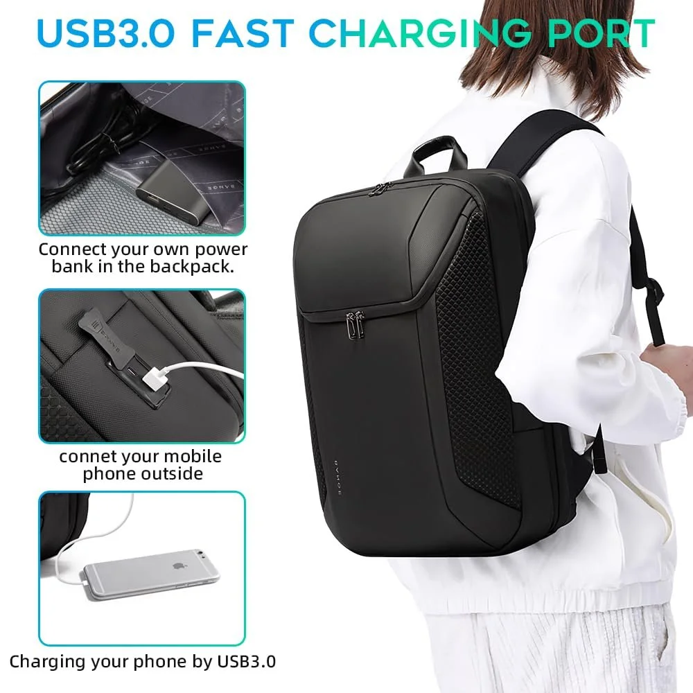 Рюкзак BG FUTURE AESTHETICS Smart Business для ноутбука 15.6-17.3 дюйма водонепроницаемый USB 3.0 Черный, фото №6 Рюкзак BG FUTURE AESTHETICS Smart Business для ноутбука 15.6-17.3 дюйма водонепроницаемый USB 3.0 Черный, фото №6