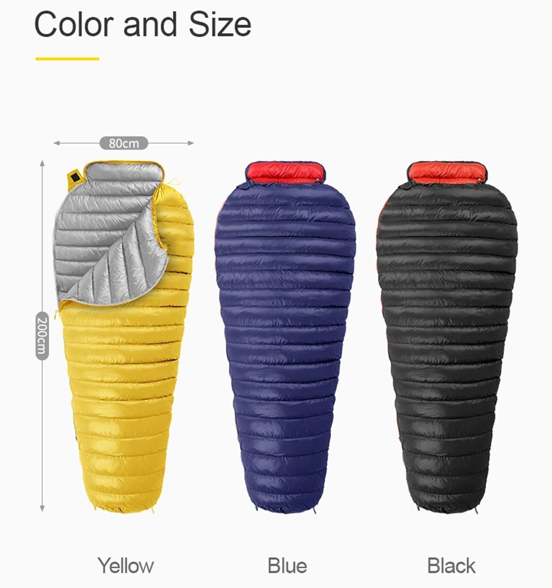 Спальний мішок MYVVKIA Ultralight Goose Down для дорослих Ультралегкий компактний на 4 сезони водонепроникний з внутрішнім, фото №6
