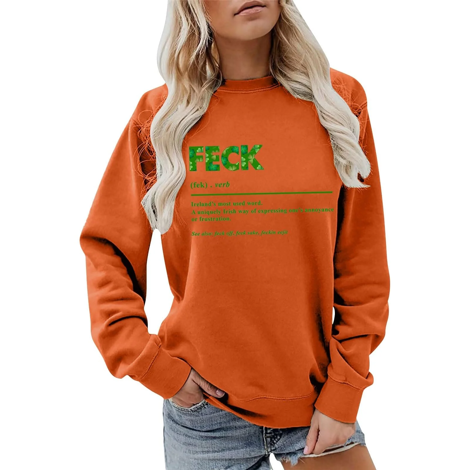 Женская Толстовка FECK Oversized Свободный Крой Длинный Рукав Молодёжная Кампус Печатная Цветочная Желтая Водолазка, фото №2