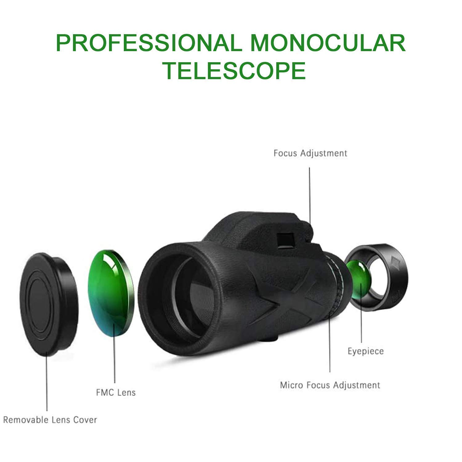 Телескоп ADITAM BAK4 Prism Monocular Set 80 x 100 Magnification Zoom с держателем для мобильного телефона и штативом, фото №7