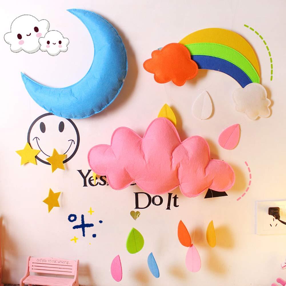 Карусель на ліжечко Inzopo Felt Clouds Water Drops для дитячого душу, дитячої кімнати, намету, прикраса на ялинку Навісна декорація рожевий, фото №4