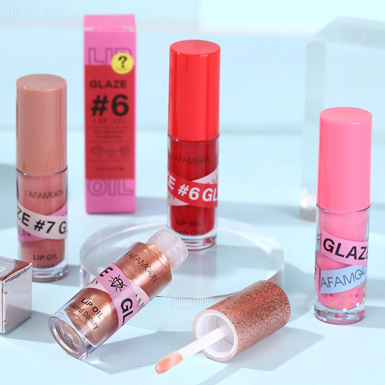 Блиск для губ двоколірний зволожуючий, набір олій, блискучий (2 шт), фото №7