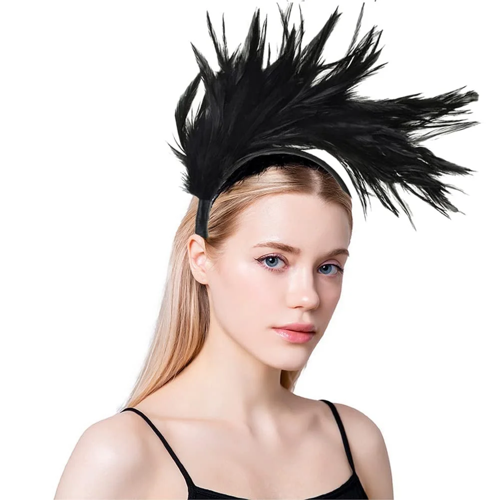 Обруч на голову з пір'ям в стилі 1920-х років для особливих випадків, коктейлів, чаювань (Чорний), фото №3 Обруч на голову з пір'ям в стилі 1920-х років для особливих випадків, коктейлів, чаювань (Чорний), фото №3