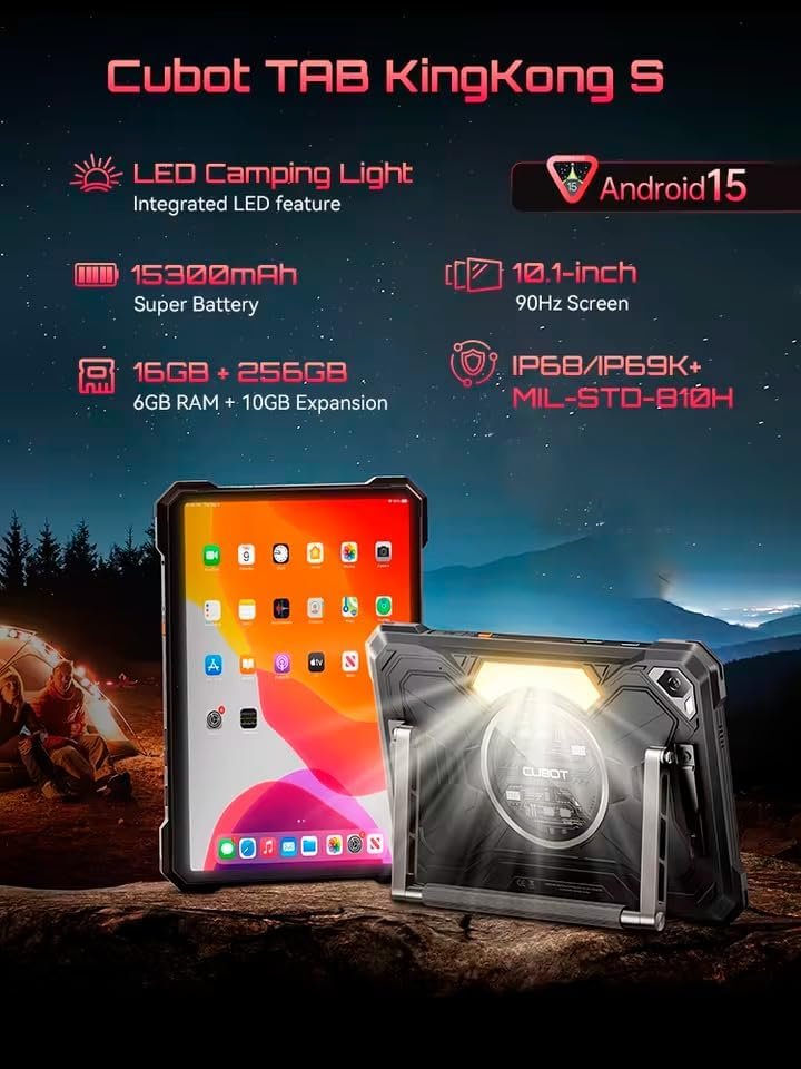 Планшет 10.1" Cubot Tab KingKong S 6+10/256Gb 4G 2-SIM 8 ядер Android 15 15300 mAh Черный, фото №6