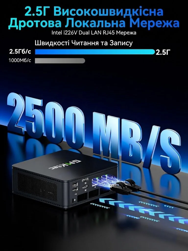 Міні ПК GMKtec Nucbox M5 Plus / AMD Ryzen 7 5825U / RAM 16GB / SSD 512GB / 2 x LAN 2.5G / Wi-Fi 6E / Bluetooth 5.2 / Windows 11 / Сірий, фото №2 Міні ПК GMKtec Nucbox M5 Plus / AMD Ryzen 7 5825U / RAM 16GB / SSD 512GB / 2 x LAN 2.5G / Wi-Fi 6E / Bluetooth 5.2 / Windows 11 / Сірий, фото №2