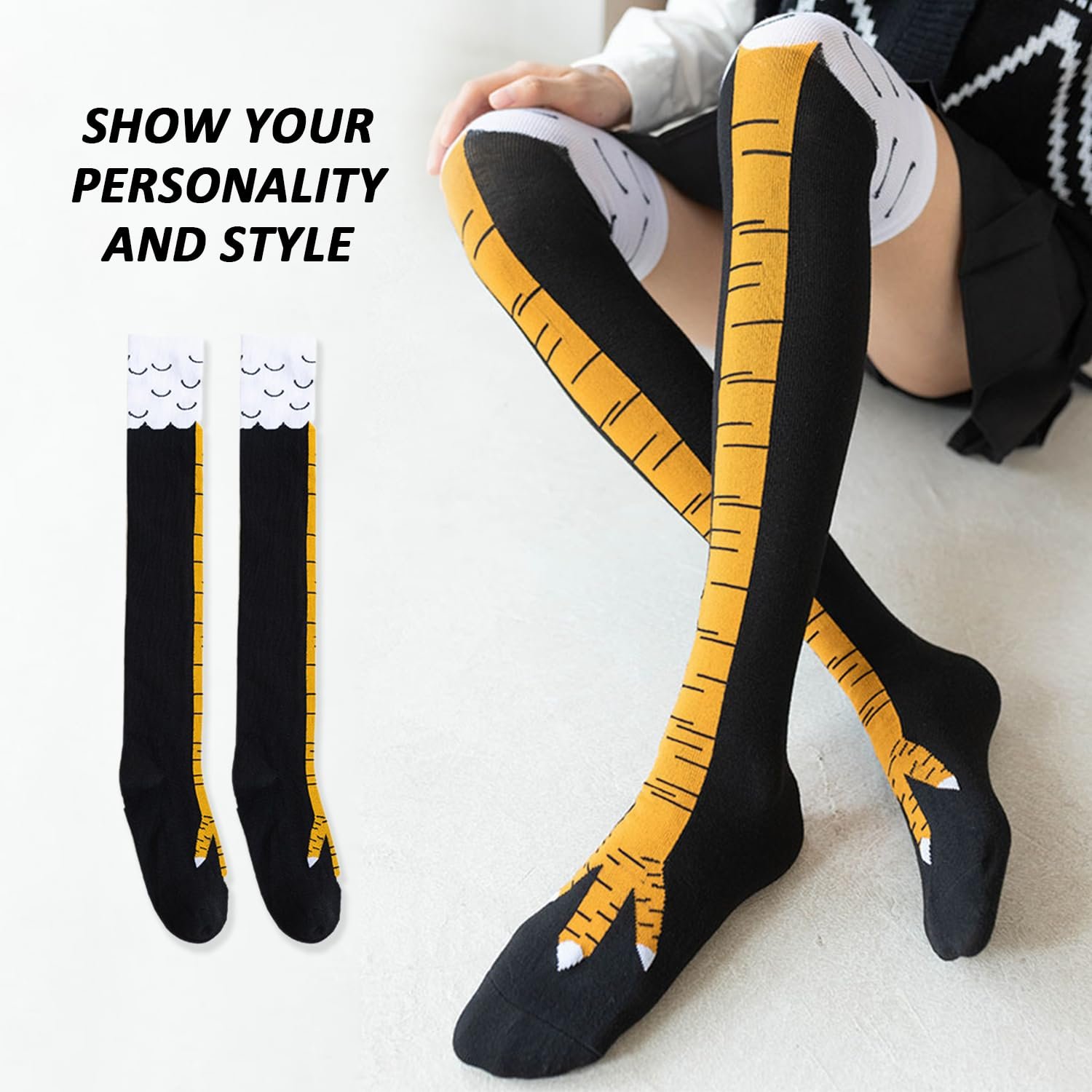 Гольфы Куриные лапки Черно-белые 2 пары, фото №6