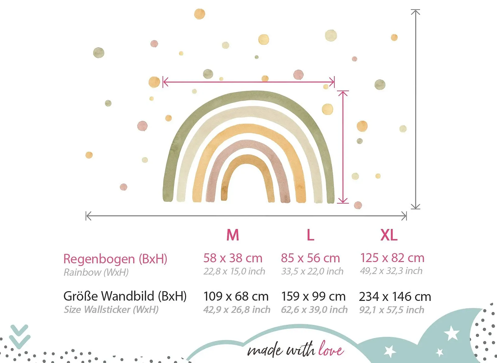 Наклейка на стену Little Deco DL5082 XL Rainbow with Dots Зеленый / Желтый, фото №3