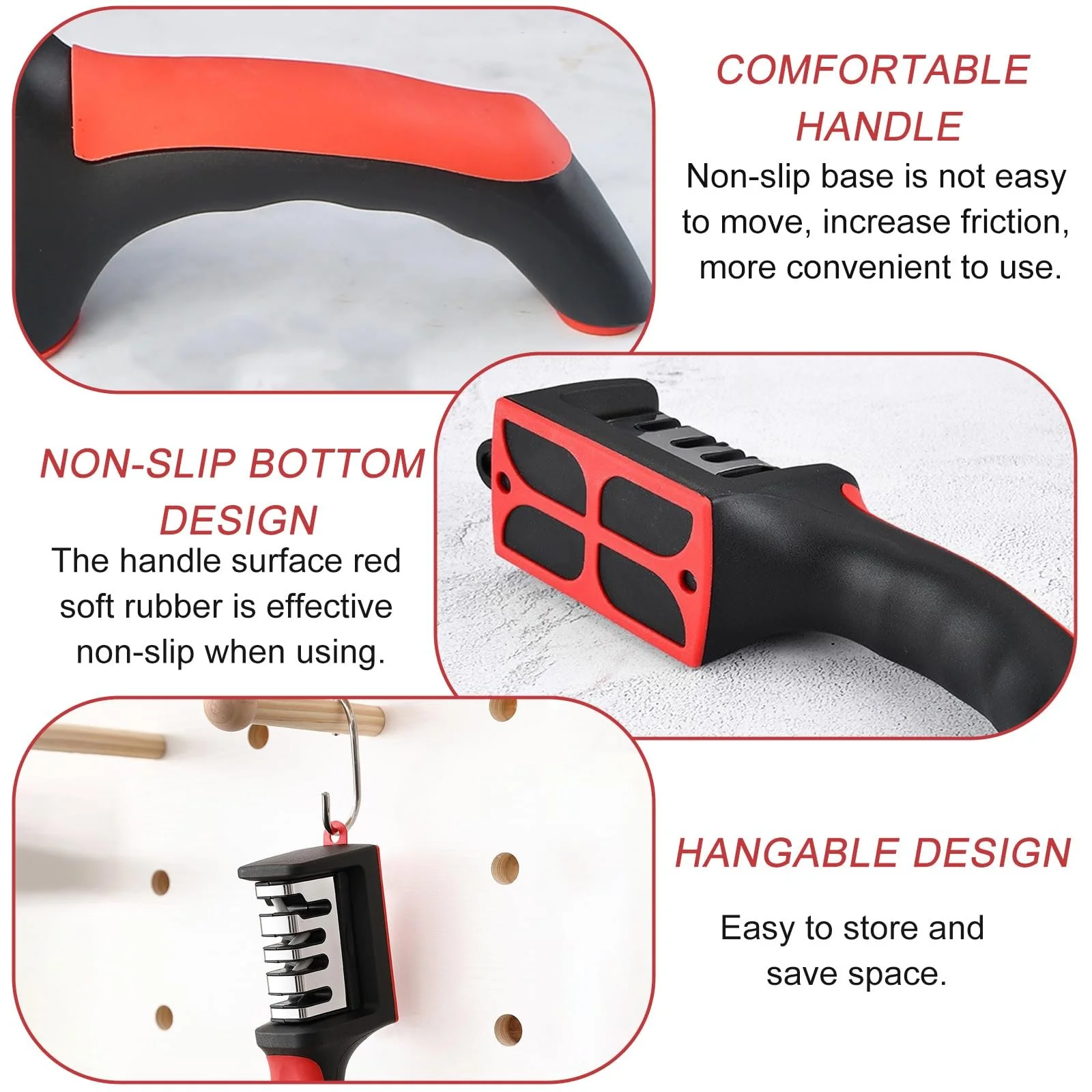 Точилка для ножів професійна 4-рівнева вольфрамова сталь ручна 21x6x5 см Чорний, фото №2