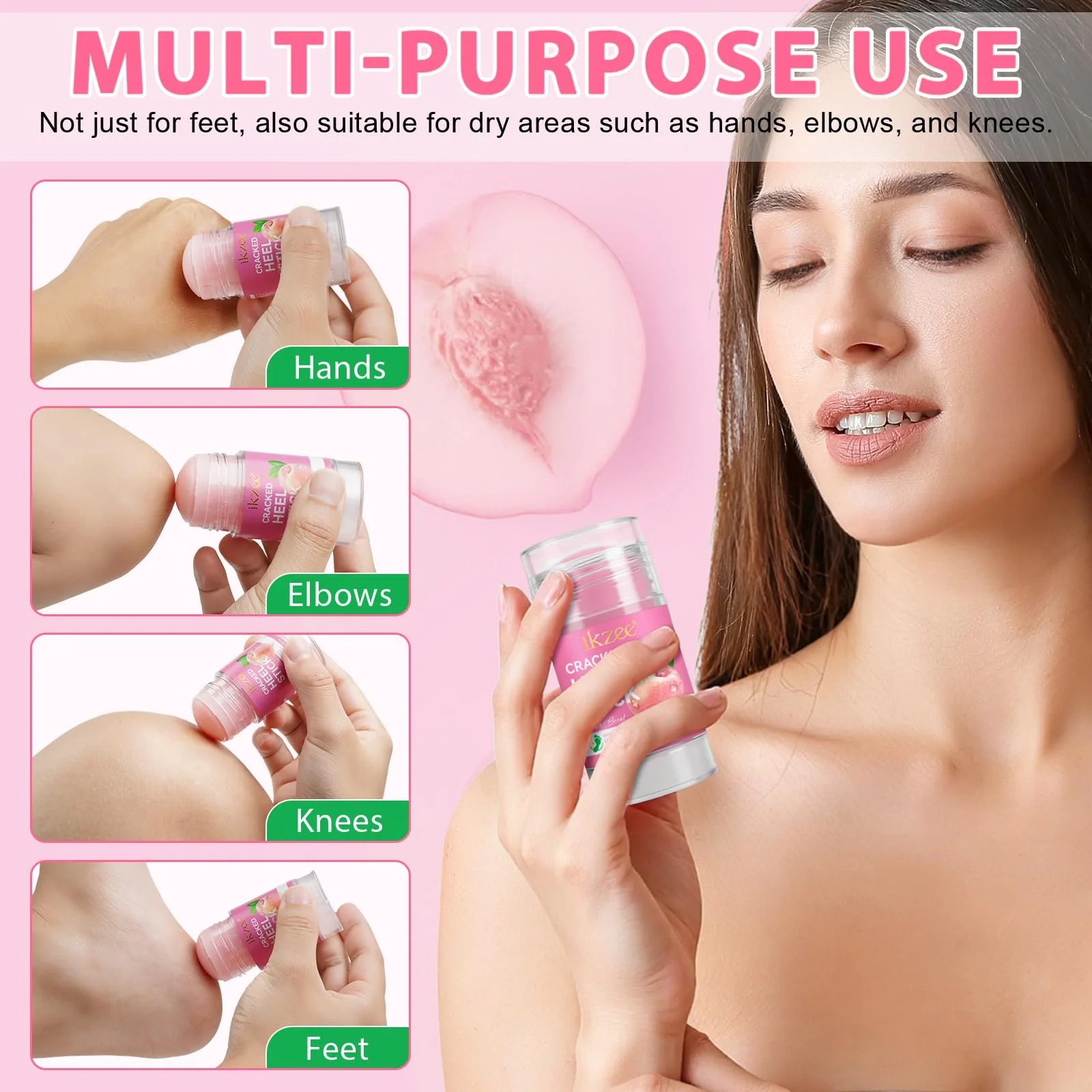 Стик-бальзам для восстановления пяток Cracked Heel Repair Smooth Peach Taste с мочевиной и салициловой кислотой увлажняющий, фото №9