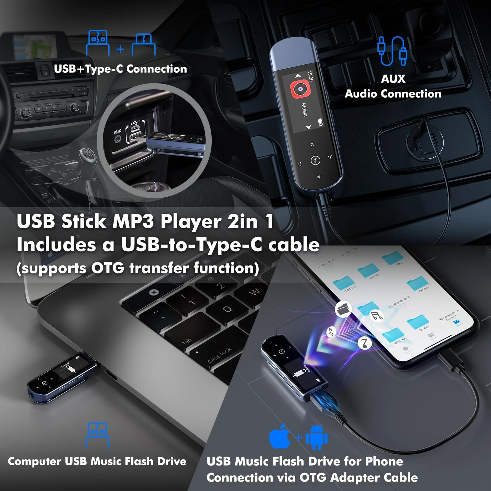 MP3-плеєр USB портативний 64 GB Bluetooth 5.3, з кліпсою для спорту та бігу, FM-радіо, диктофон, передача файлів з мобільного телефону та цифрове аудіо у випадковому порядку, фото №4