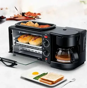 Электрическая печь 3в1 Su Tai для выпечки с кофеваркой и сковородой ST-301 4500 Вт Черная - Фото 1