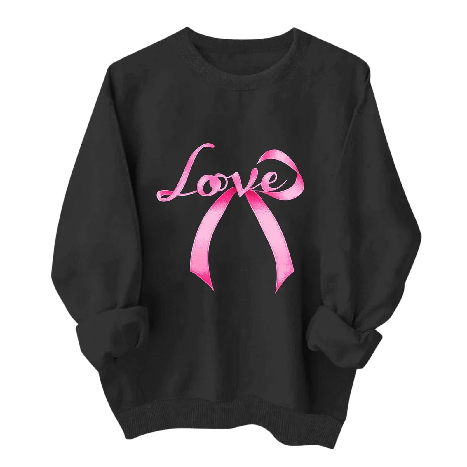 Рубашка Komiseup Повседневный Однотонный Женский Свитшот без Капюшона Свободный Пуловер Модный Принт-Бантик Хлопок Круглый Вырез Длинный Рукав Осень Зима Легкий Свитер Свободный 11, фото №1