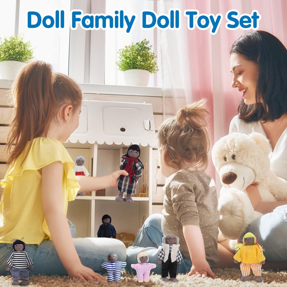 Дерев'яні ляльки Riisoyu 8 Piece Dollhouse Doll Family Set, фото №3