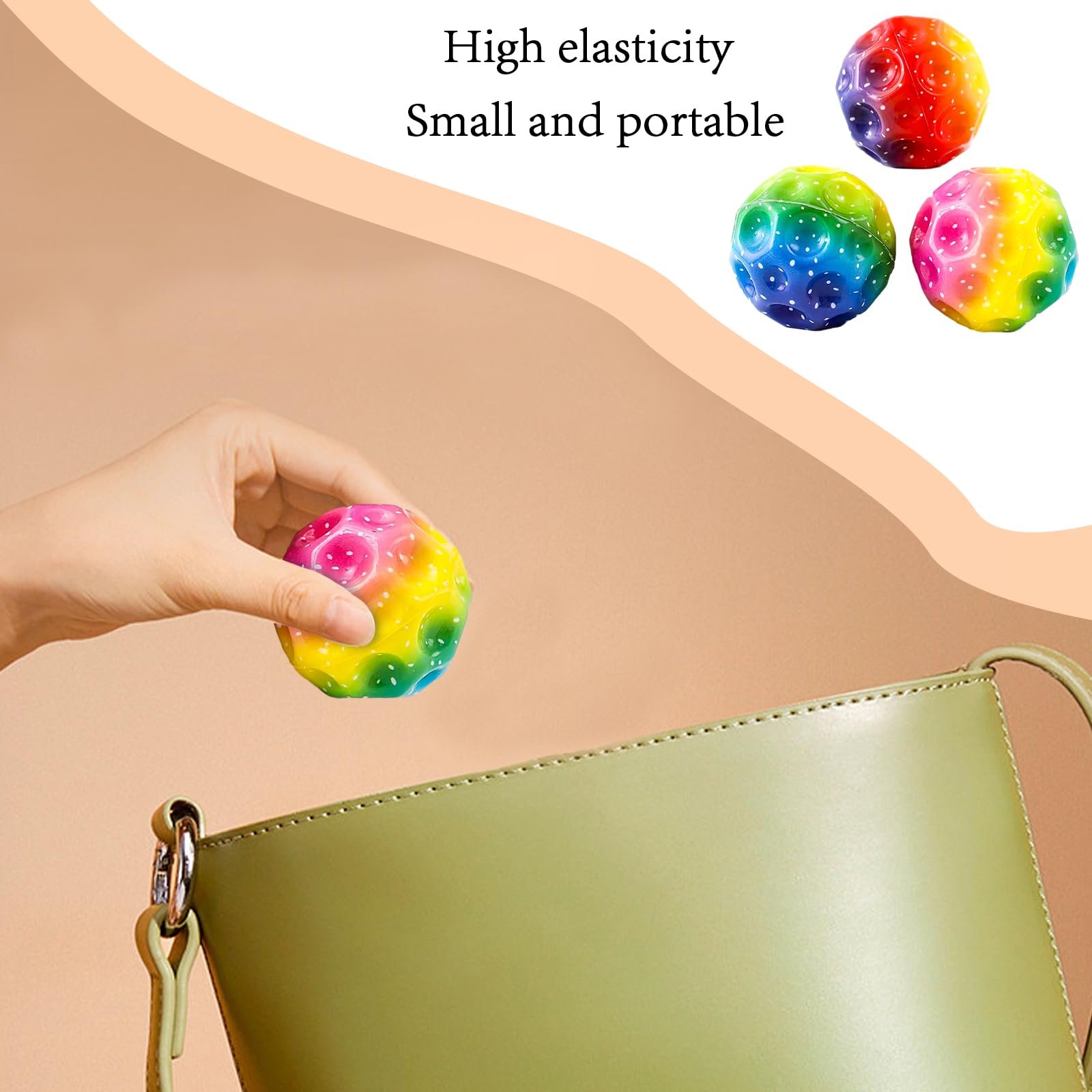 Набор мячей Rainbow Celestial Bounce, 3 шт, градиентные лунные мячи в 3 стилях, космический мяч, прыгающий резиновый мяч, высокопрыгающий резиновый мяч для водных игр, игры на батуте, пляжа, фото №5