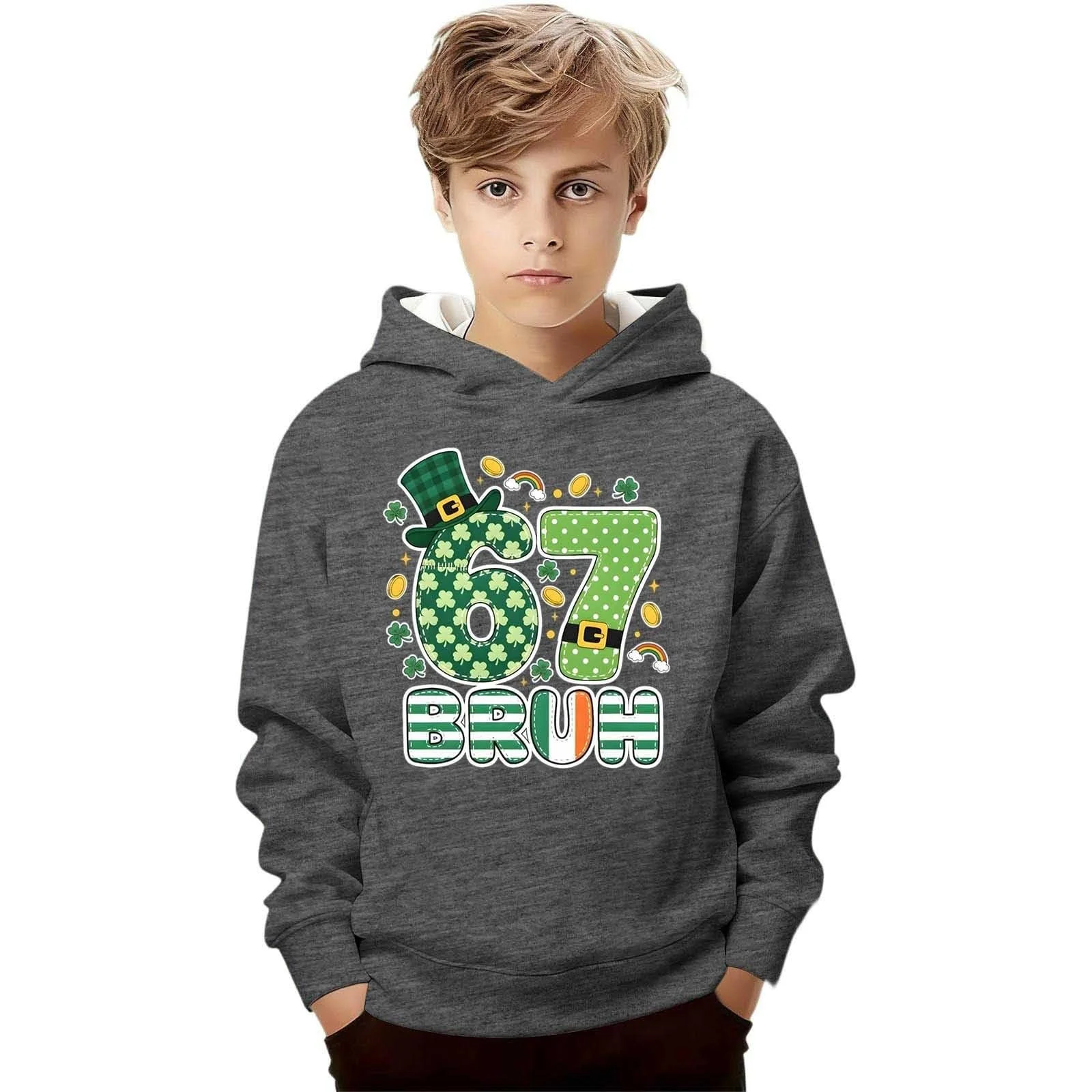 Толстовки Six Seven 67 Meme, с длинным рукавом, с принтом 67, толстовка на День Святого Патрика, повседневная свободная толстовка, преппи, уличная одежда, для мальчиков и девочек, повседневная куртка, фото №4