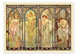 Постер Alfons Mucha "The Four Times of the Day" 80 x 60 см - Фото 1