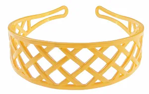 Обруч на голову Широкий Stencil Cut Cross Basket Weave Желтый - Фото 1