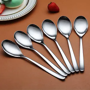 Ложки столовые 6 штук, Kyraton, 8 дюймов, из нержавеющей стали, ложка для супа, набор столовых приборов, прочные, легко моются, ложка для десерта, можно мыть в посудомоечной машине synthetic.ua - Фото 1