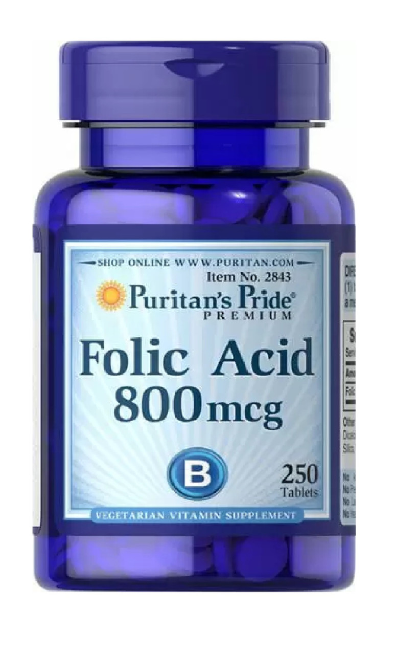Фолиевая кислота Puritan's Pride Folic Acid 800 mcg 250tabl, фото №1