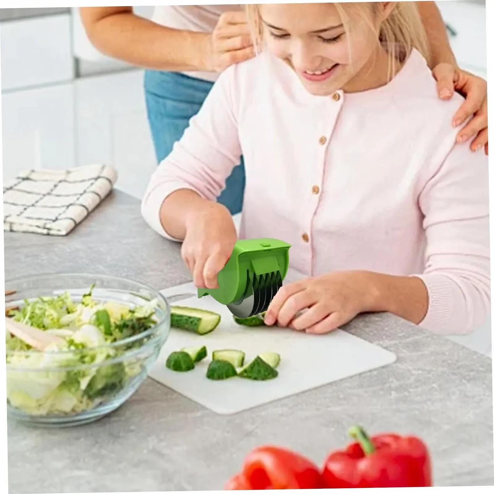 Ролик для зелени Kauthacker, 6 лезвий из нержавеющей стали, ручной, PP, фото №4